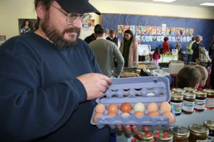 Yup, that's a green Araucana egg from KD Crop Farms of Chaplin.